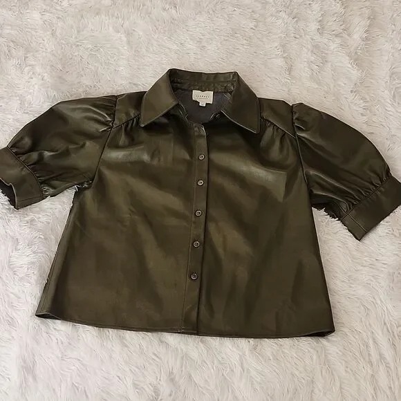 Sundays Gael Faux Leather Boho Chic Top Size XS Mob Wife New No Tags - Picture 5 of 7